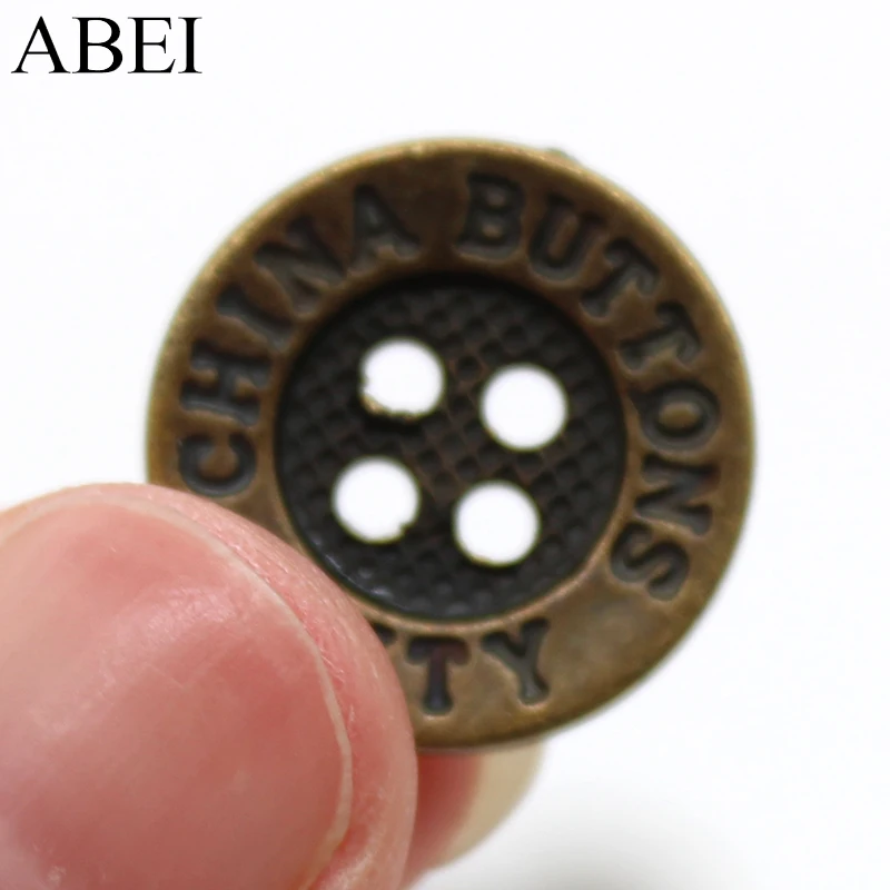 50pcs/lot 15/18/21mm Imitation Metal Vintage Buttons Plastic Resin 4 Hole Shirts Clothes Button DIY Sewing Accessories Wholesale