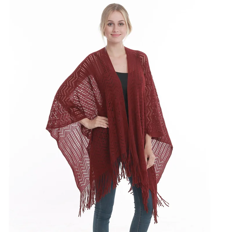 New Women Shawl Hollow Scarf Tassel Poncho Thin Cardigan Beach Sunscreen Cover Up Smock Soft Plus Size Pashmina Capes