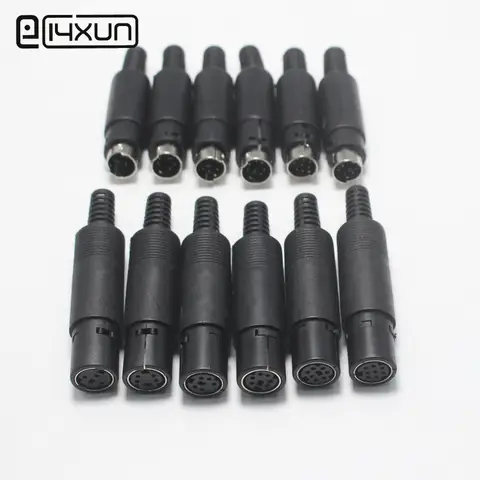 1Pcs Mini Din 3 4 5 6 7 8 Pin Male Plug With Plastic Handle Adapter Soldering Cables DIY Connector