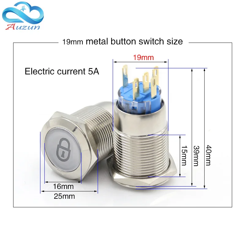 10PCS 16/19/22MM Metal Push Button Switch Self-lock Multiple Graphics Can Be Customized Total Switch 12/24/110/220v Usb Wifi