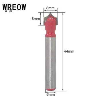 WREOW V-Nut-Fräser, 6-Griff, zweischneidiges Schneiden, Design, Gravur, Ende, Holzarbeiten, runde Schaftspitze, Mundmühle B3
