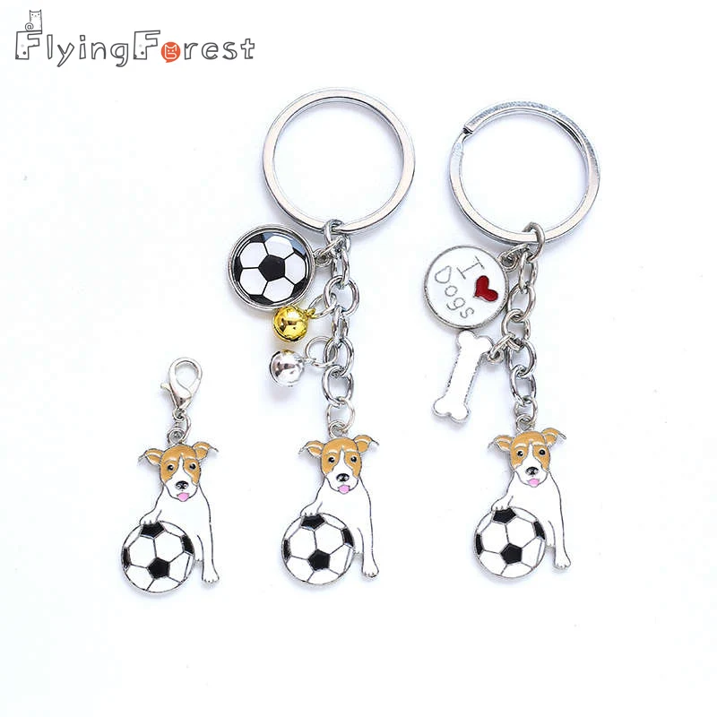 Football Key Rings Real Rabbit Fur Ball Keychain for Handbag Car Key Ring Women Cute Dog Jewelry Luxury Metal Key Chains KC009