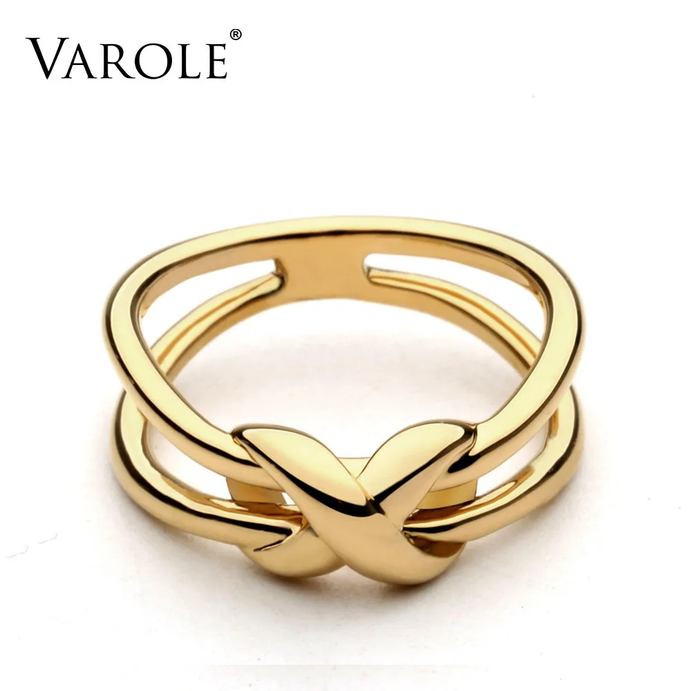 

VAROLE Double Line Knotting Rings For Women Unique Design Fashion Jewelry Gifts Anel Feminino