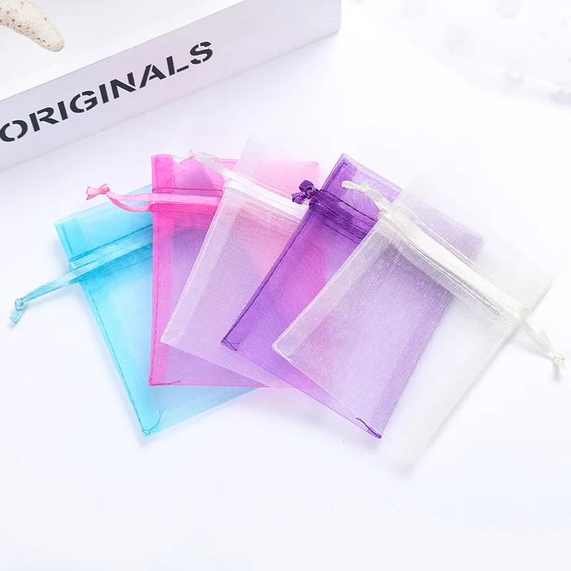 Wholesale 50pcs Organza Gift Bags 7x9cm/9x12cm/10x15cm/13x18cm Earring Jewelry Bag Wedding Favor Bag Jewelry Packaging Pouches