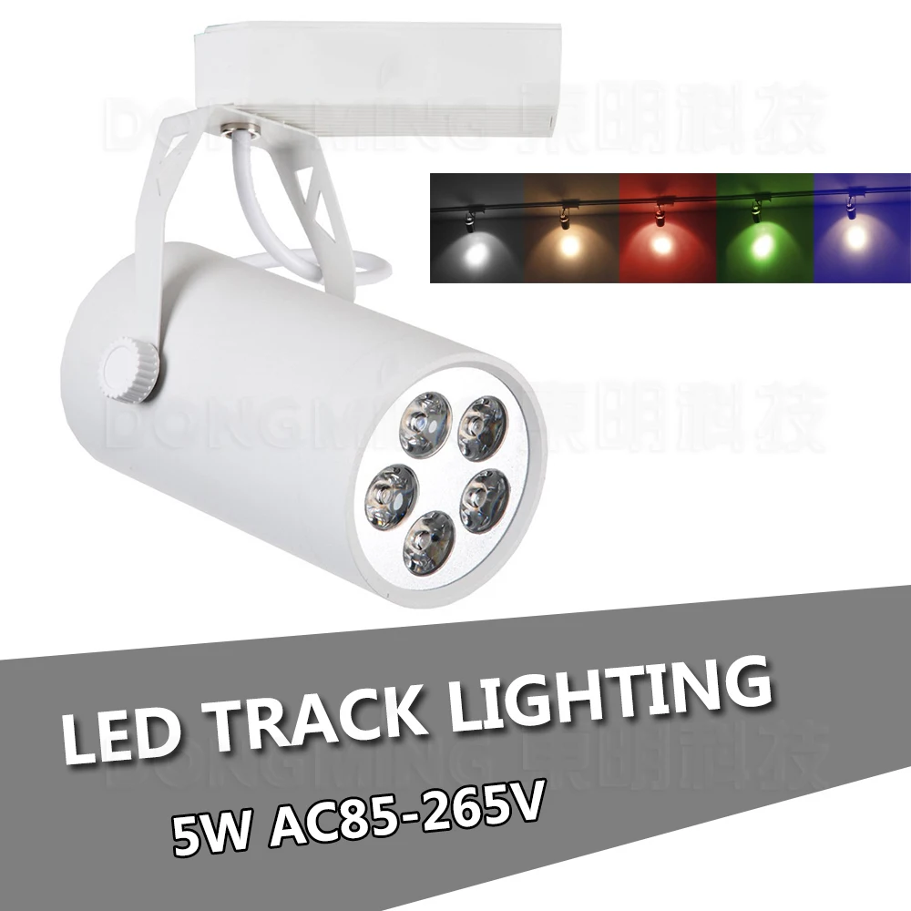 

Good Quality brightness LED Track Light 5W White Black red blue green CE&RoHS 560LM AC90-265V Warm white/white LED Rail Lamp