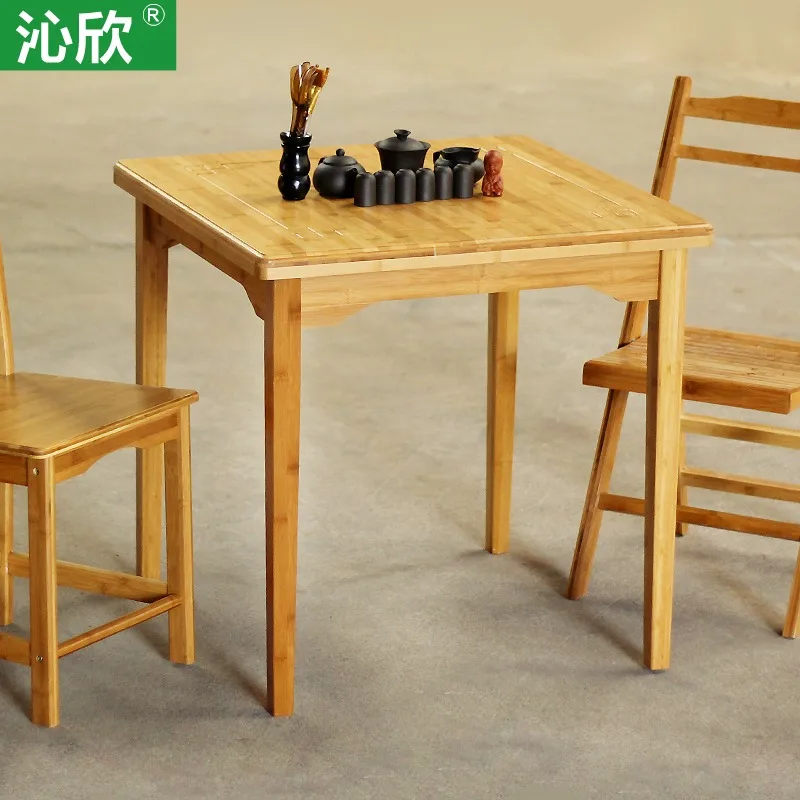 Qin Yan bamboo large square table wood dining table minimalist modern home-fashion simple four small dining table son