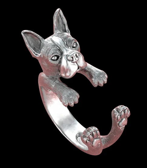 1PCS  retro punk America Boston Terrier Ring free size hippie bull Boston Terrier dog Ring jewelry for pet lover