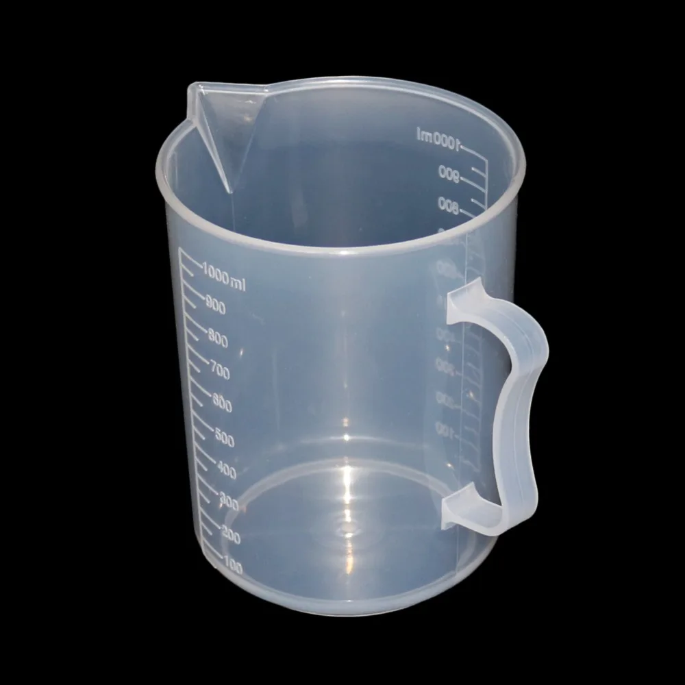 Taza de medición de plástico transparente para laboratorio de cocina, contenedor volumétrico graduado, herramienta, 250/500/1000/2000ml, 1 unidad