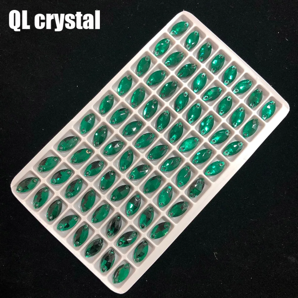 ALL Size Malachite Green Navette Sew on Crystal Rhinestones Flatback Marquise Sew on stone for Making wedding DIY bags shose