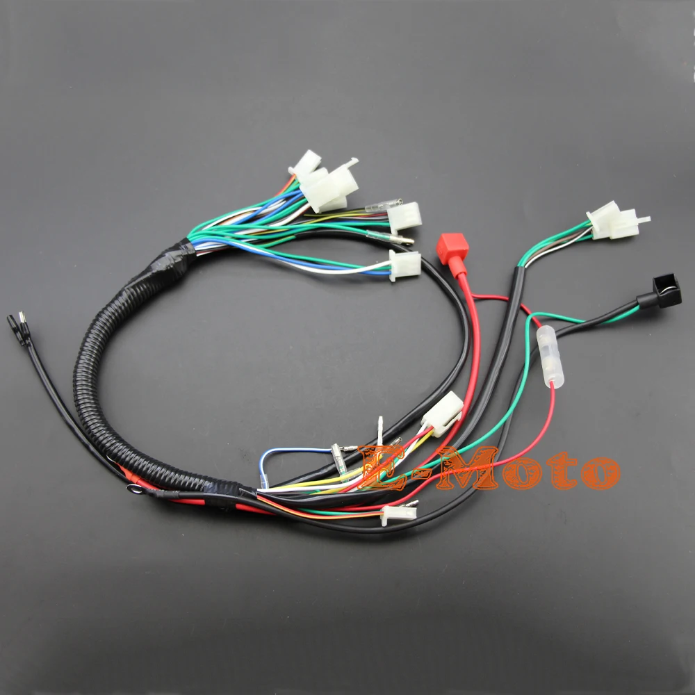 Full Electrics wiring harness CDI Coil Kill Switch C7HSA Spark Plug 50cc 70cc 90cc 110cc 125cc ATV Quad Pit Bike Buggy Go Kart