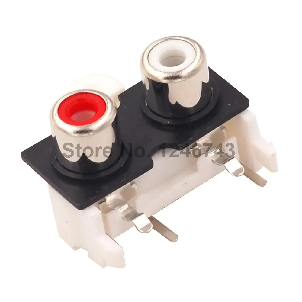10PCS RCA Seat AV Socket Lotus Socket Audio Signal Input Socket Two-hole Dual-channel Copper Core Lotus Socket