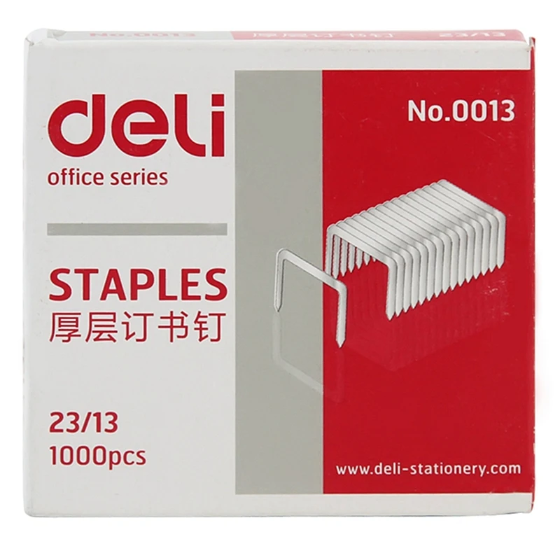 1000PCS/BOX Deli 0013 Heavy duty staples 23/13 staples 12x12 mm staples capacity 100 pages 70g papers