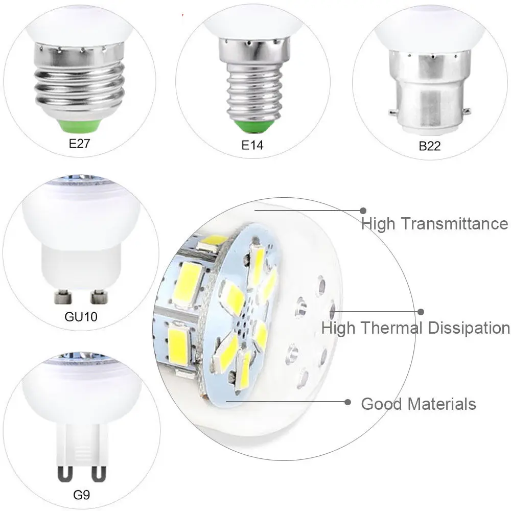 Imagem -02 - Smd 5730 Chip de Led Milho Lâmpada E27 24 36 48 56 69 72 Leds Diodo Emissor de Luz 360 Ângulo de Feixe para Droplight 220 v Substituir 10x E14 B22