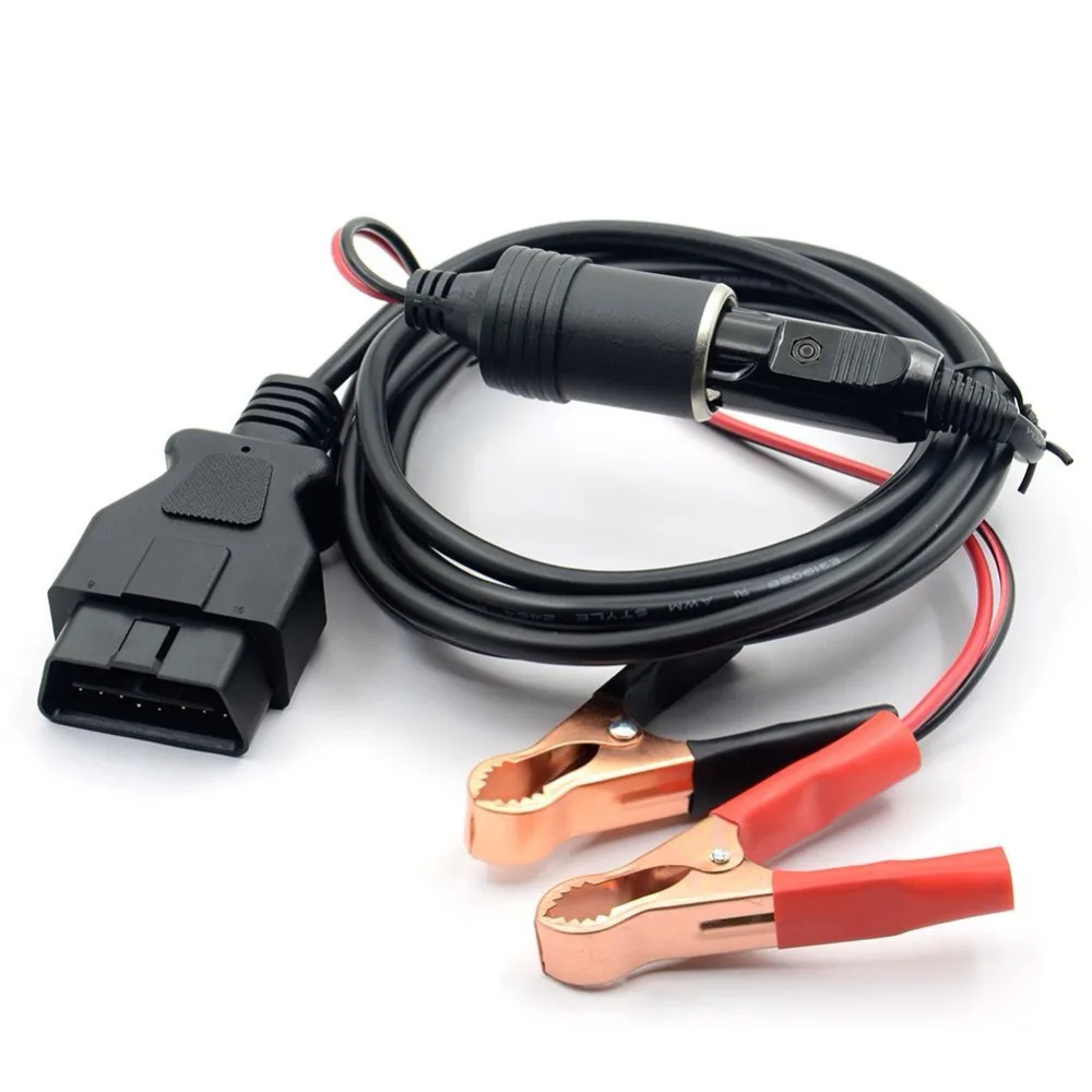 

OBD II Vehicle ECU Emergency Power Supply Cable Memory Saver (3Meter) with Alligator Clip-On Cigarette Lighter Power socket