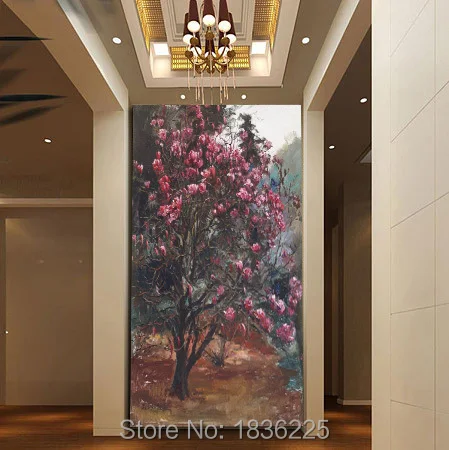 

China home decor art wholesale large flower paintings for living room handmade magnolia flower oil painting for hotel home