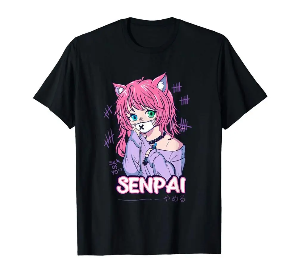 Kawaii Anime Neko Girls Shirt - Pastel Goth Menhera Sick 2019 New Hot Sale Short Sleeves Tops Man T Shirt Design Template