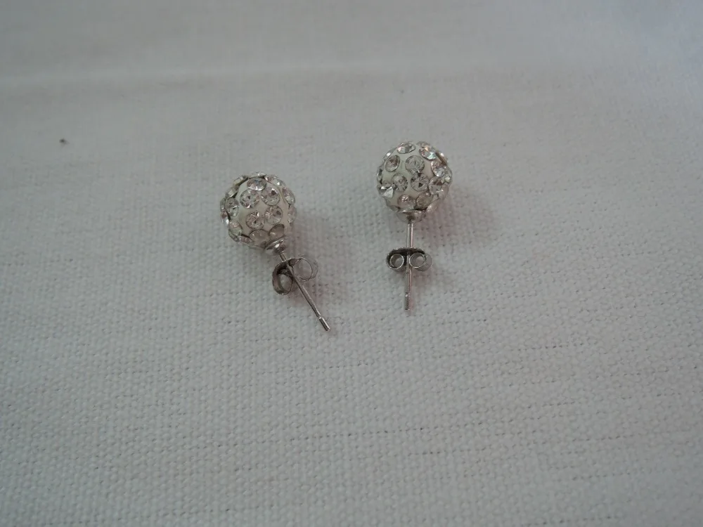 fashion shamballa earring  made of 925  siliver with white gold plating