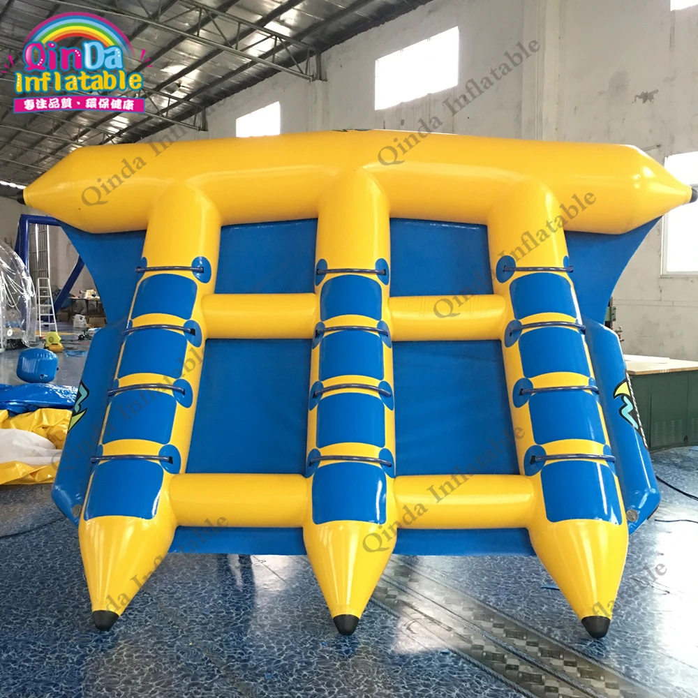 Water Park Equipment Funny Toys Inflatable Flying Towable 12 Seats Inflatable Flying Fish Boat With High Quality