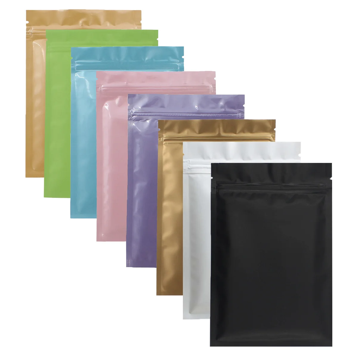 Matowy czarny biały różowy zgrzewalny Ziplock torba do pakowania etui zamykane płaskie folia aluminiowa Zip Lock plastikowe torby 100 sztuk