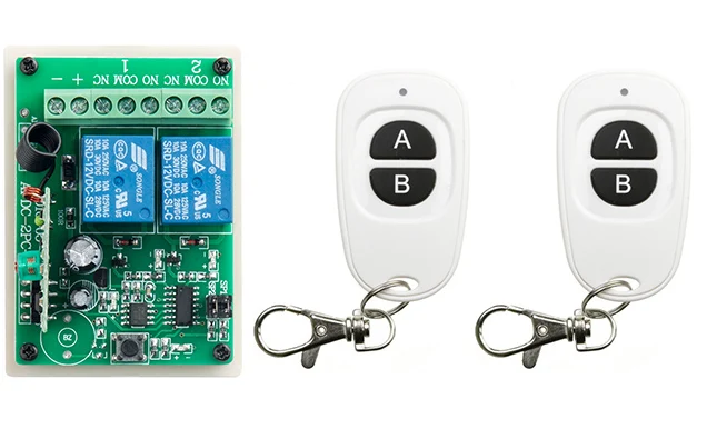 

New DC12V 2CH 10A RF Wireless Switch Relay Receiver Remote Controllers & 2* White AB keys Waterproof Transmitter