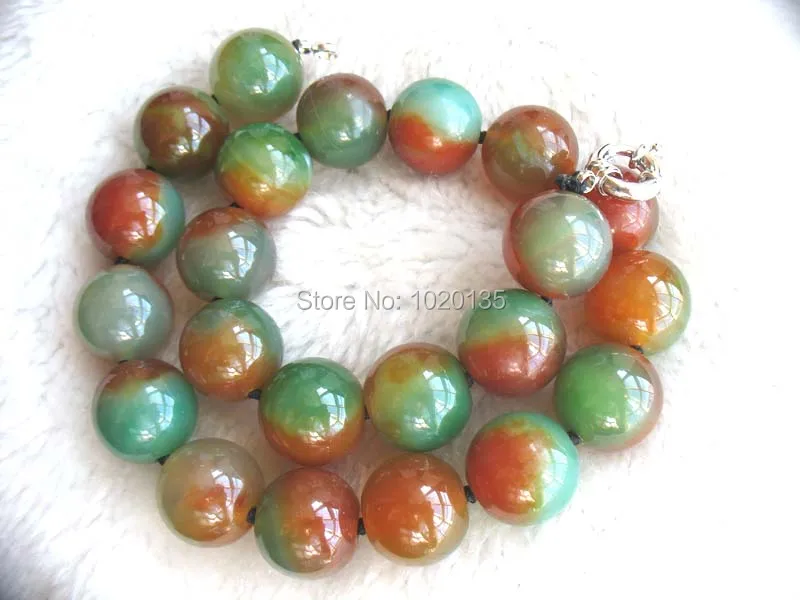 wholesale red green agate  round 8/10/12/14/16/18/20mm  necklace 17.5" nature beads big size fashion FPPJ