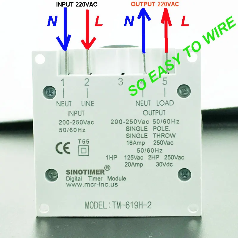 Multipurpose TM619 220V Digital Timer Switch with Waterproof Cover output 220V, Easy Wiring, 7 days Programmable Time Switch