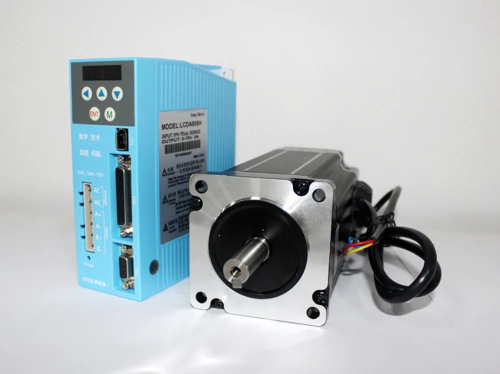 2 phase 12Nm Nema 34  hybrid servo motor with coding feedback,digital closed loop stepper driver 8A LCDA808H for laser engraving