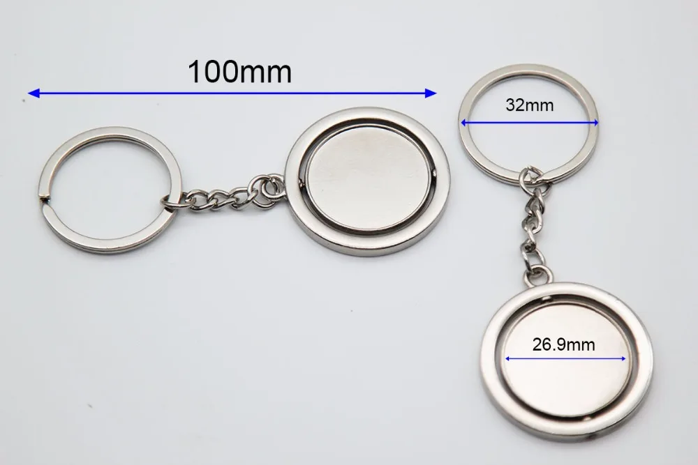 5pcs 27mm Silver Plated Round Blank 360 Rotating Key Chain Key Ring For DIY  Jewelry Finding