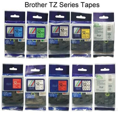 8 PK Mixed colors TZ-131 TZ- 231 TZ-132 TZ-334 TZ-335 TZ-M931 TZ-631, TZ-431 compatible tze label tape P-Touch PT-d200 - 12mm