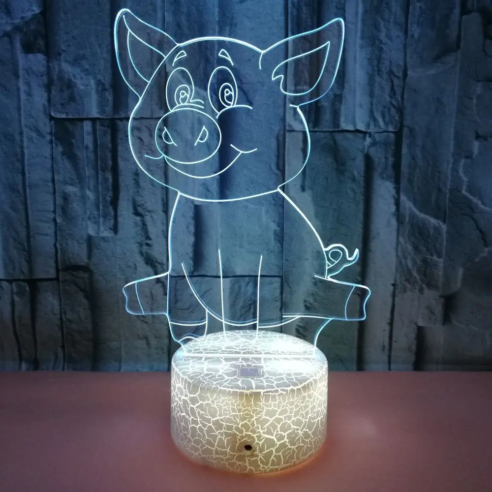 Cartoon Piglet 3d Lamp Colorful Touch Led Visual Led Night Light Decoration Atmosphere Small Table 3d Light Fixtures
