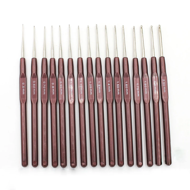 NEW-16pcs ABS Handle Crochet Hooks Handle Knitting Needles Set Crochetings and Knuckles 0.5mm-2.5mm 16 Size