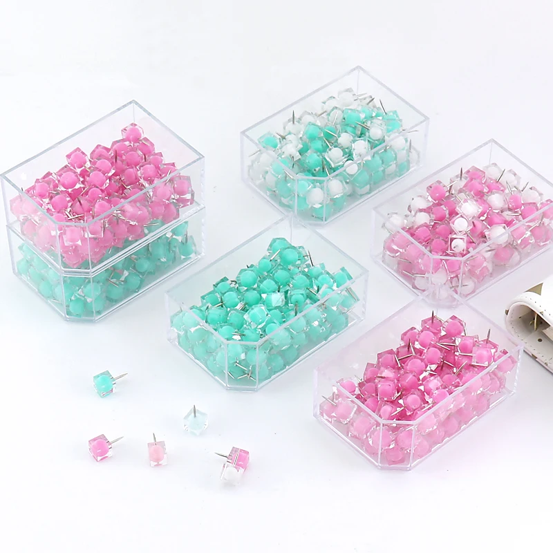 TUTU 80 pcs/box Ball Head Pin jelly Thumb Tacks Marcaron Color Push Pins Thumbtack Pins For Cork Board Decorative H0224