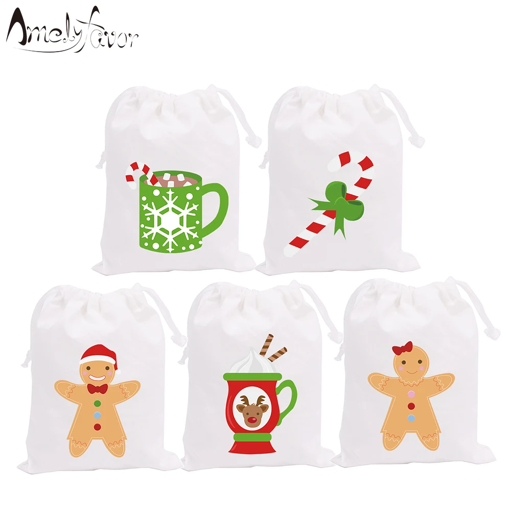 Christmas Theme Party Favor Bags Series 2 Gingerbread Man Reindeer Snow Candy Bags Gift Bags Christmas Party Container Supplies