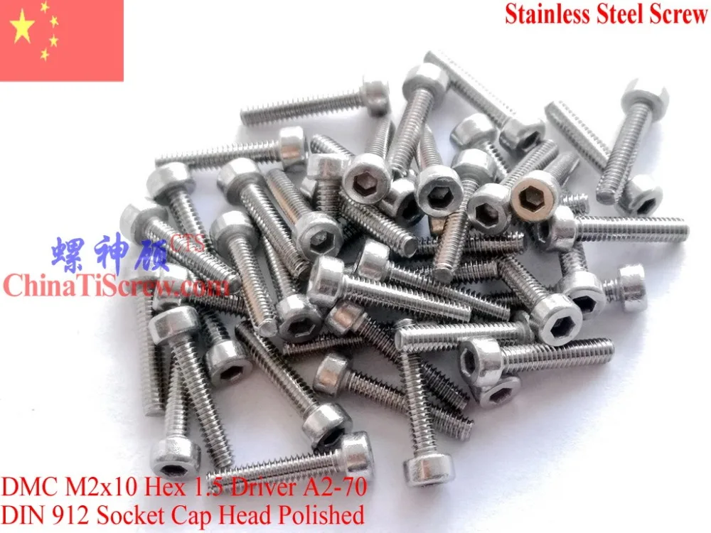 DIN 912 Stainless Steel M2 screws M2x3 M2x4 M2x5 M2x6 M2x8 M2x9 M2x10 M2X12 Hex 1.5 Driver A2-70 Polished ROHS 100 pcs