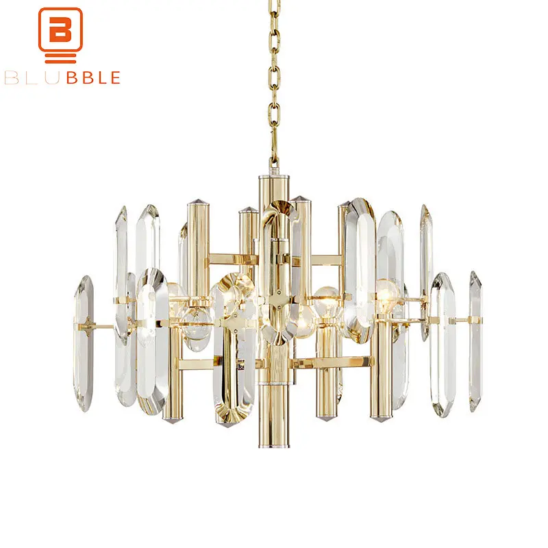 

BLUBBLE Metal Crystal Pendant Lamp Postmodernism Luxurious AC 90-260V Pendant Lights Study Bar Restaurant Dinning Foyer Hanglamp