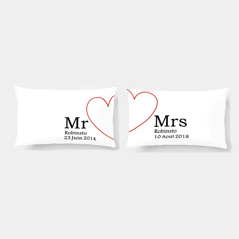 Custom Mr and Mrs Pillow Cover Date Love Pillowcases Personalized Couple Covers Gift for Wedding Engagement Gift By Lvsure