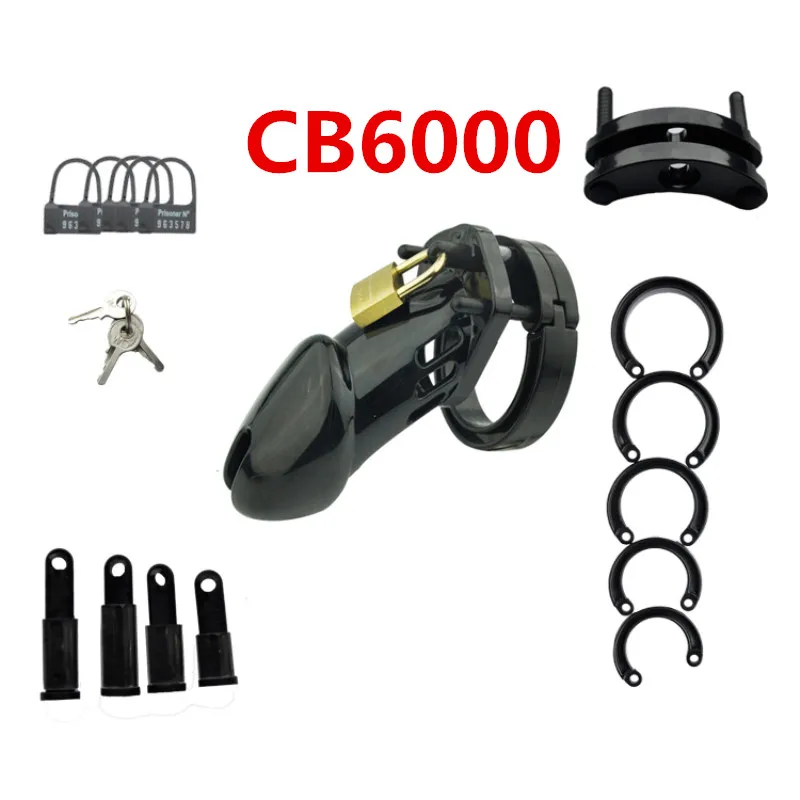 Male Chastity Device Cock Cage With 5 Size Rings Brass Lock Locking Number Tags Sex Toys CB6000