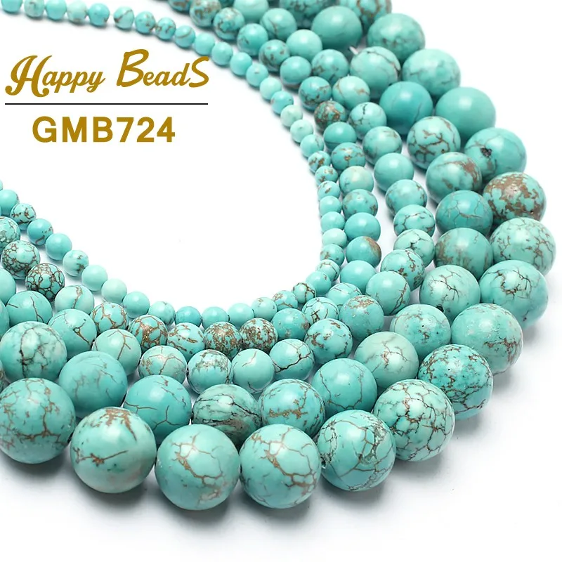 Natural Turquoises Apatite Agates Quartz Angelite Stone Beads Round Loose Bead For Jewelry Making DIY Bracelet 15''4/6/8/10/12mm