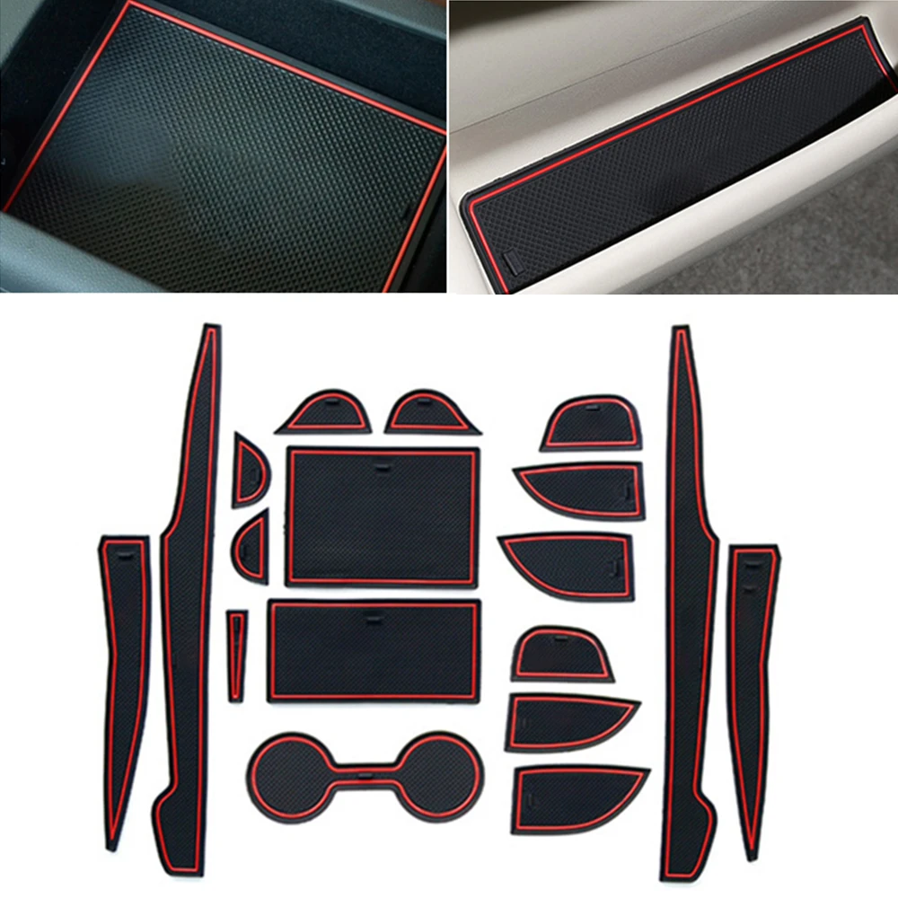 Car Door Groove Mat For Toyota Corolla 2007-2013 E140 E150 Gate Slot Mat Rubber Anti-Slip Mat  Red White