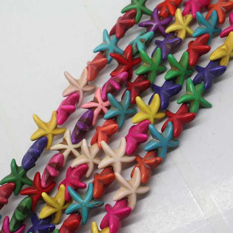 Mini. order is $7!13x14mm Multicolor Turquoises Starfish Loose Beads stands 15