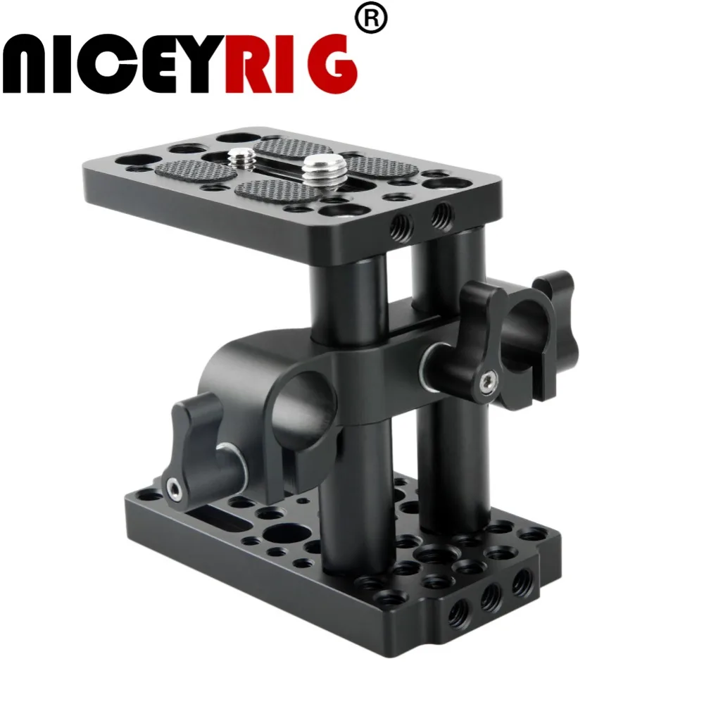 NICEYRIG Riser Quick Release Plate with 15mm Rod Clamp Short Rod DSLR Camera  Easy Base Plate Camera Cheese Tripod 1/4 3/8 Screw