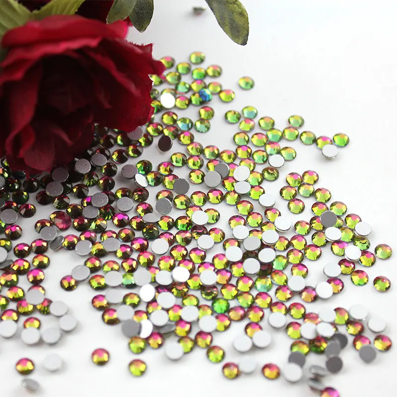 SS4-SS30 Rainbow (1.5-6.5mm) Flat Back Nail Art decorations Stone Non HotFix Glue on Rhinestones for garment jewelry