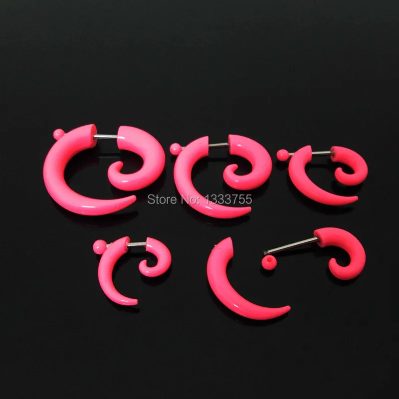 100% NEW body piercing jewelry 1 pair mixed Gauges solid color acrylic spiral fake taper free shipping