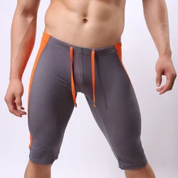 Sexy Mesh Board Shorts Men Swimwear Swim Shorts Beach Surf Short Bathing Suit Tight Man Long Trunks Swimming GYM Sport Clothing