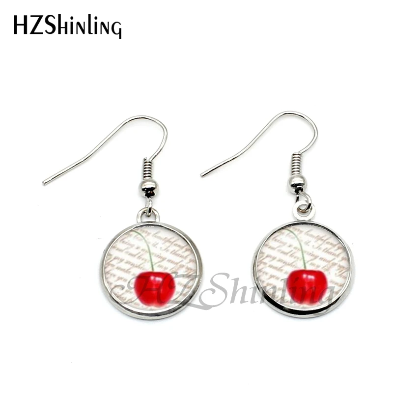 NHE-004   Lime Fruit Green Earring Fruits Fishhook Earrings Handmade Jewelry Glass Art Vintage Dangle Earrings