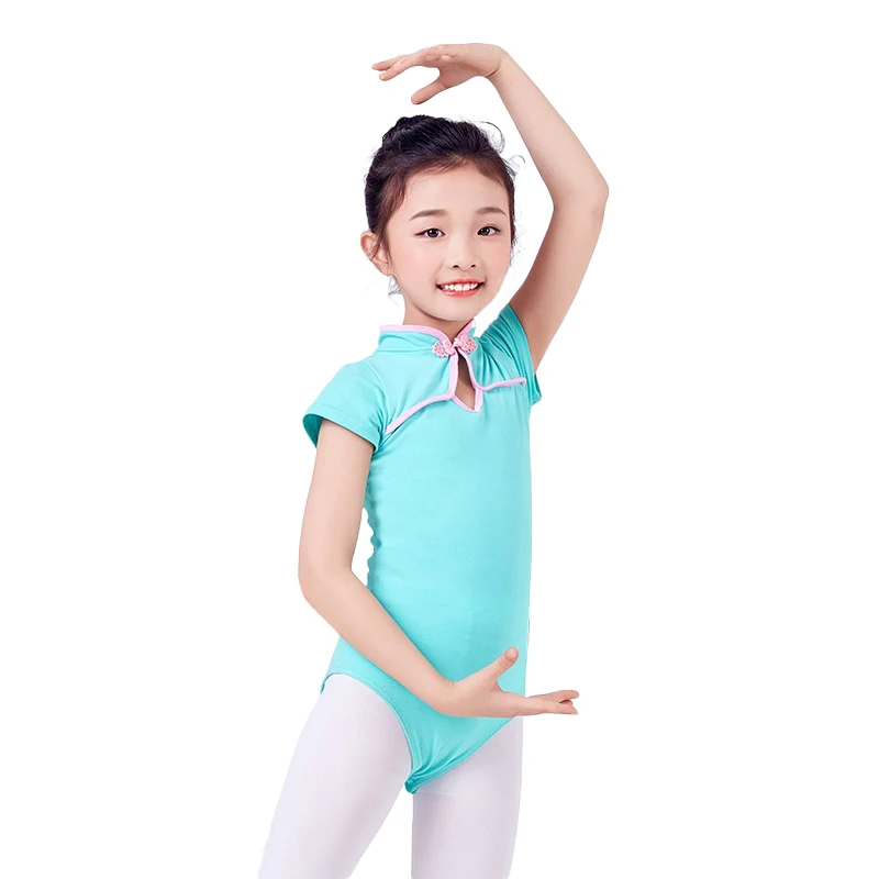 New Children Ballet Dance Practice Clothes Chinese Classic Cheongsam Style Clothes Summer Girls Ballet Dance Practice Jumpsuits