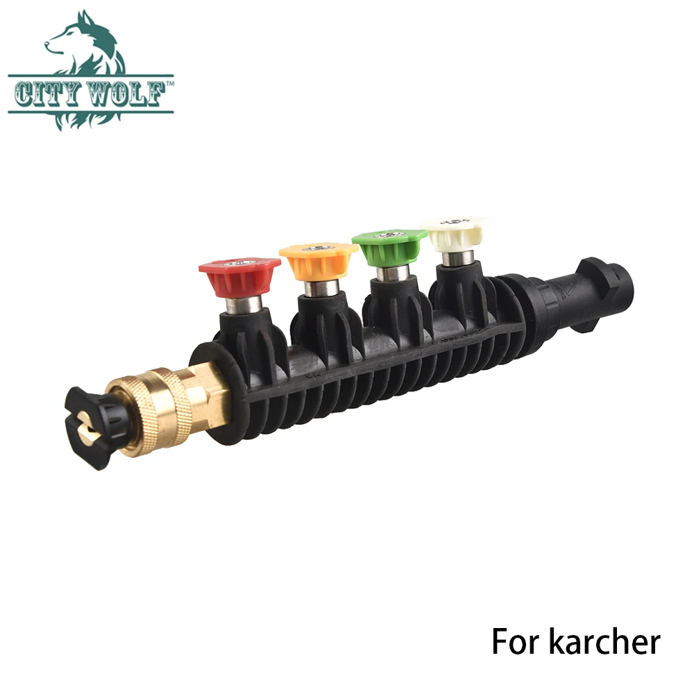 City Wolf Car Washer Metal Jet Water Short Lance Wand Nozzle Gun Voor Karcher K2 K3 K4 K5 K6 K7 Met 5 Snelle Nozzle Tips