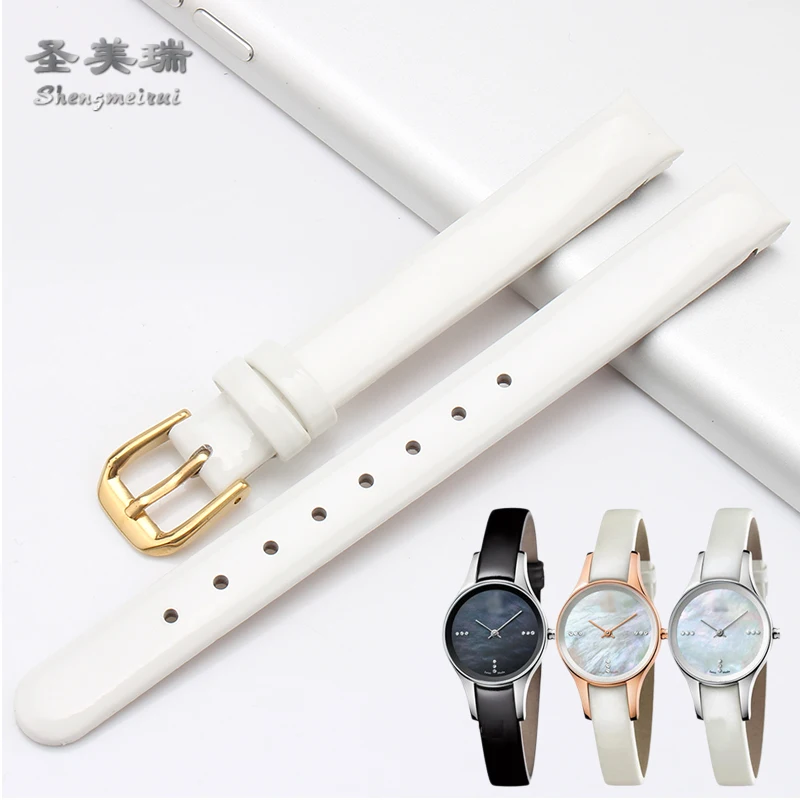 10MM Genuine Leather Strap FOR Calvin K Bent Bracelet Black / Brown Blue / White FOR K43231CS K43232 Women's Quartz Watch image 2