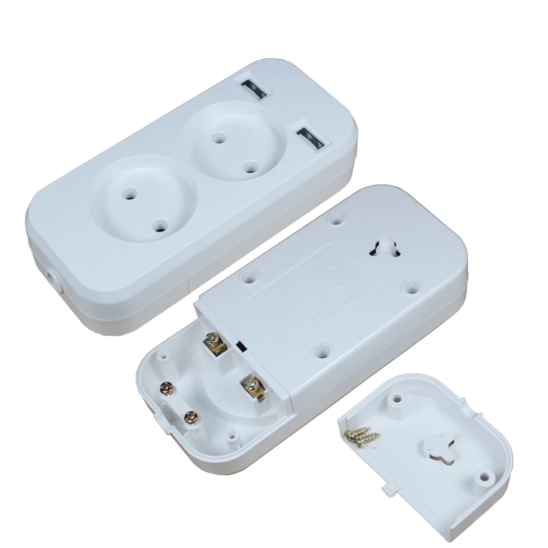 2019 new design 2 socket European 5V 2A USB extension socket  LE-01 White color