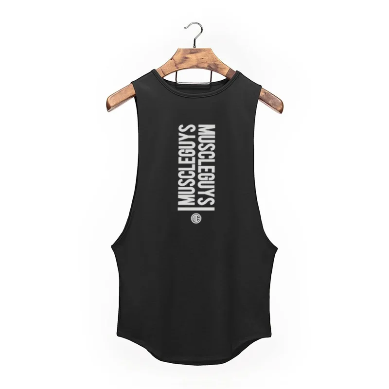 Muscleguys 2020 Tank Tops Men hipster Fashion Sleeveless Vest Letter printed Male O-neck Casual Cotton Fitness Gyms Singlets